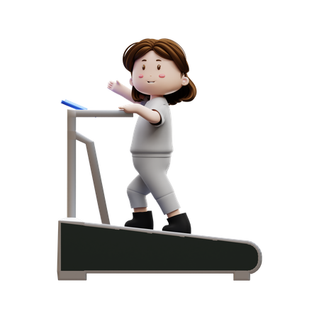 Frau Workout läuft auf einem Laufband  3D Illustration