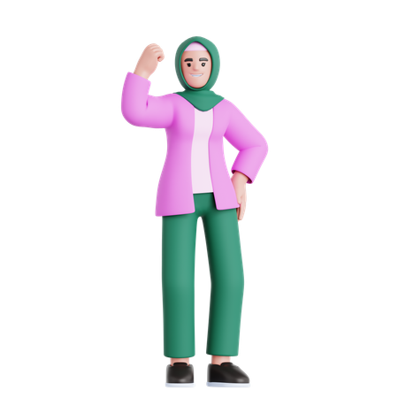 Frau zeigt Armmuskel  3D Illustration