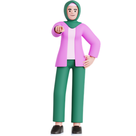 Frau zeigt auf dich  3D Illustration