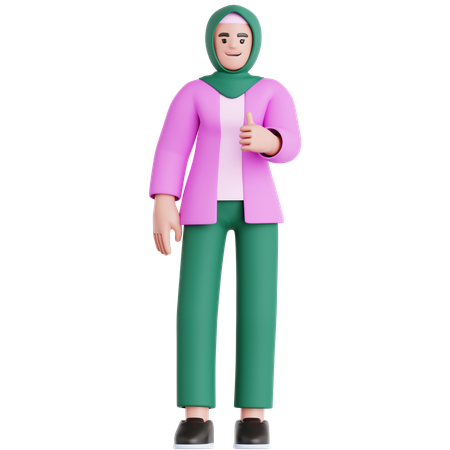 Frau zeigt Daumen hoch  3D Illustration