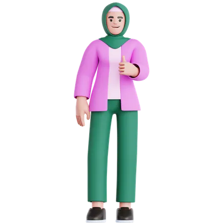 Frau zeigt Daumen hoch  3D Illustration