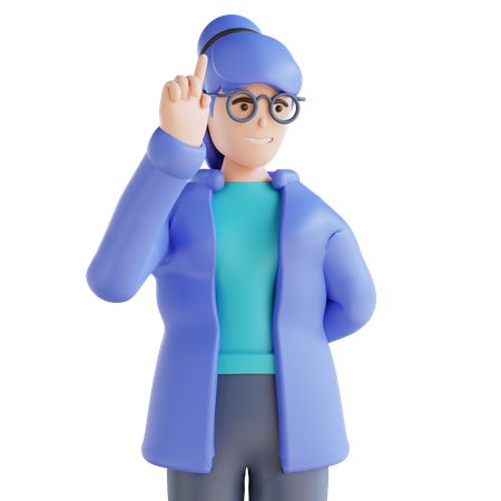 Frau zeigt einen finger  3D Illustration