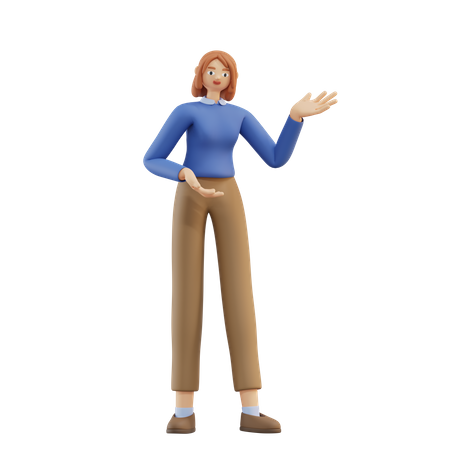 Frau zeigt etwas  3D Illustration