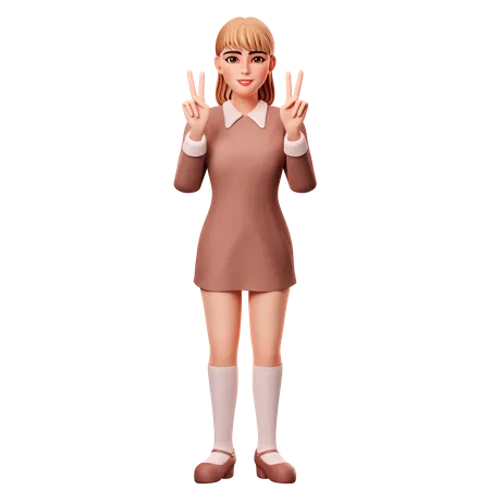 Frau zeigt Peace-Zeichen  3D Illustration