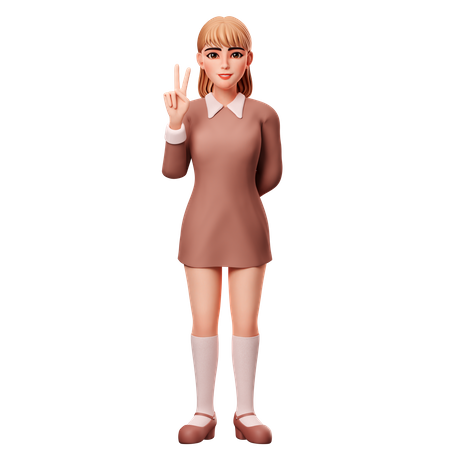 Frau zeigt Peace-Zeichen  3D Illustration