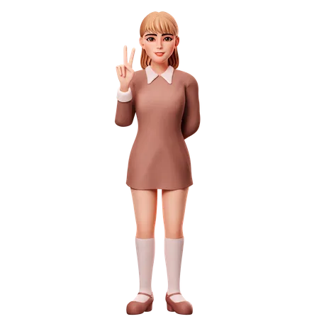 Frau zeigt Peace-Zeichen  3D Illustration