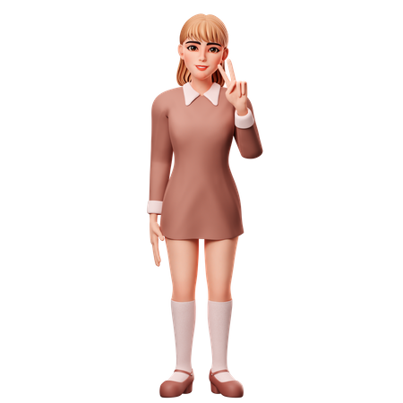 Frau zeigt Peace-Zeichen  3D Illustration