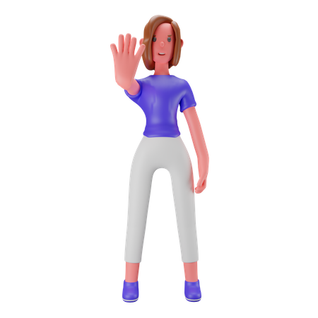 Frau zeigt Stop-Handbewegung  3D Illustration