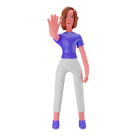 Frau zeigt Stop-Handbewegung  3D Illustration