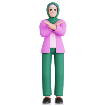 Frau zeigt Widerspruch  3D Illustration