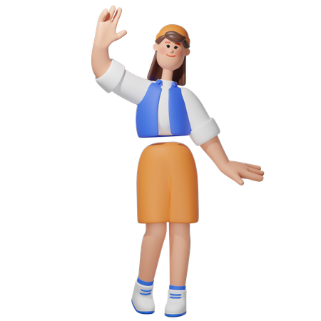 Frauen machen eine winkende Handpose  3D Illustration