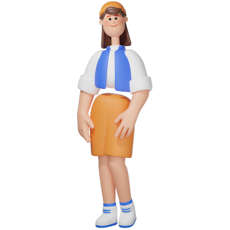 Frauen machen stehende Pose  3D Illustration