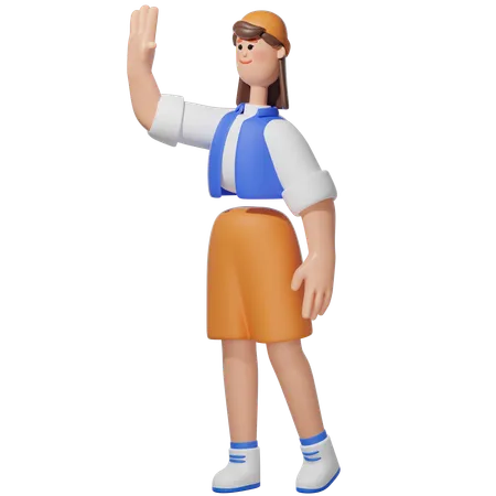 Frauen mit High Five-Pose  3D Illustration