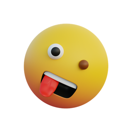 Freak crazy face emoticon sticking out tongue while rolling  3D Emoji