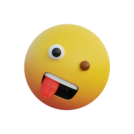 Émoticône de visage fou qui sort la langue en roulant  3D Emoji