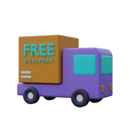 Free Delivery Truck  3D Icon