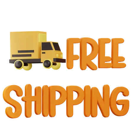 3 D Illustration Free Shipping Logo Text With Transparent Background 3D Icon