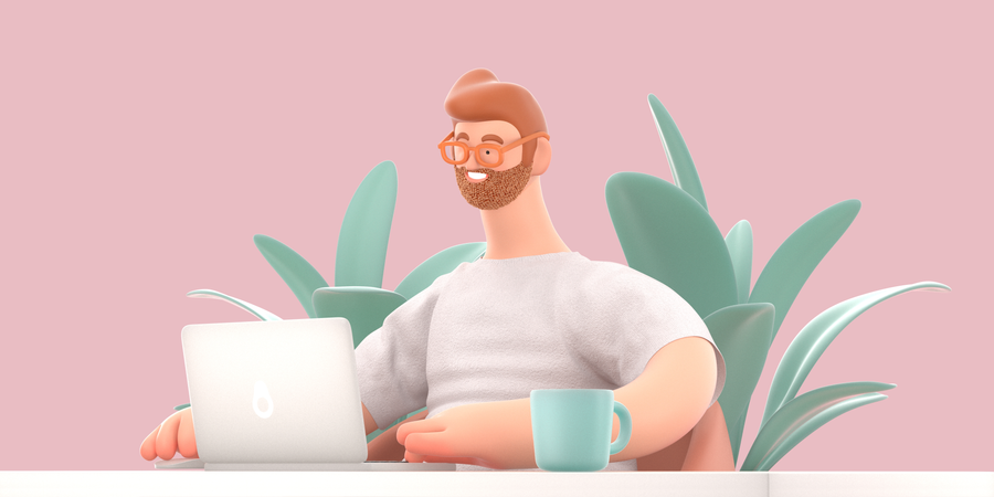 Freelance travaillant à domicile  3D Illustration