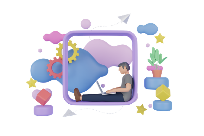 Freelance travaillant à domicile  3D Icon