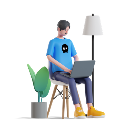 Freelance Worker  3D Illustration