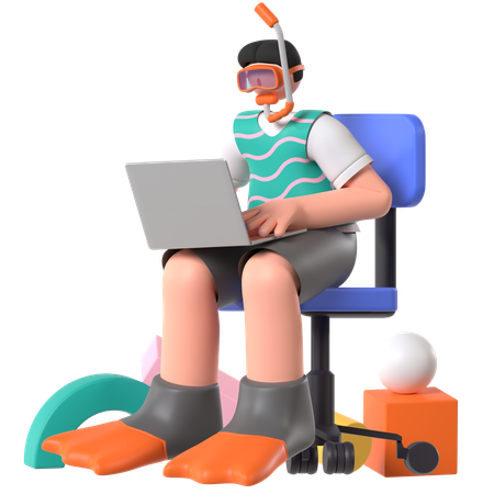 Freelancer doing Smart Working  3D Illustration