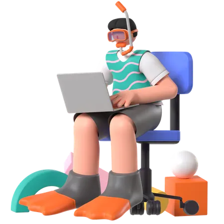 Freelancer doing Smart Working  3D Illustration