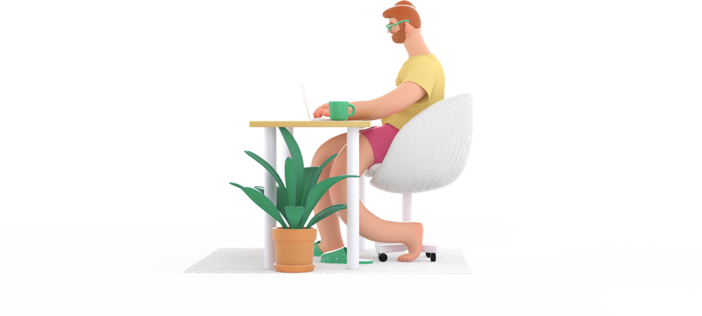 Freelancer masculino trabalhando em projeto próprio  3D Illustration