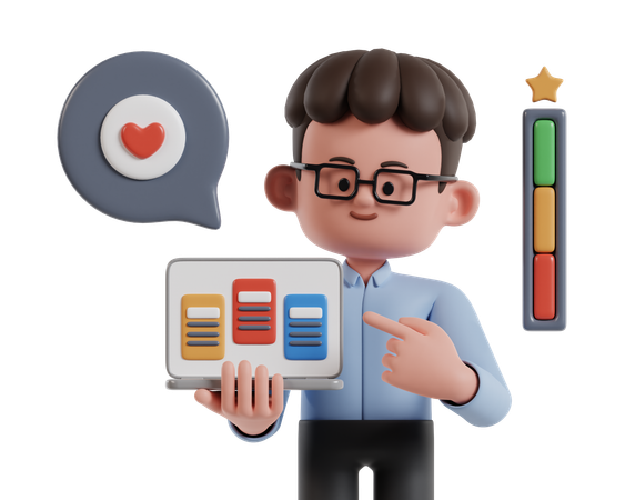 Freelancer Preparing Online Portfolio To Get Clients  3D Icon