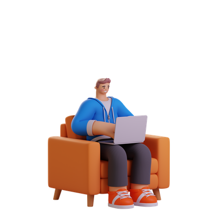 Freelancer trabalhando no laptop  3D Illustration