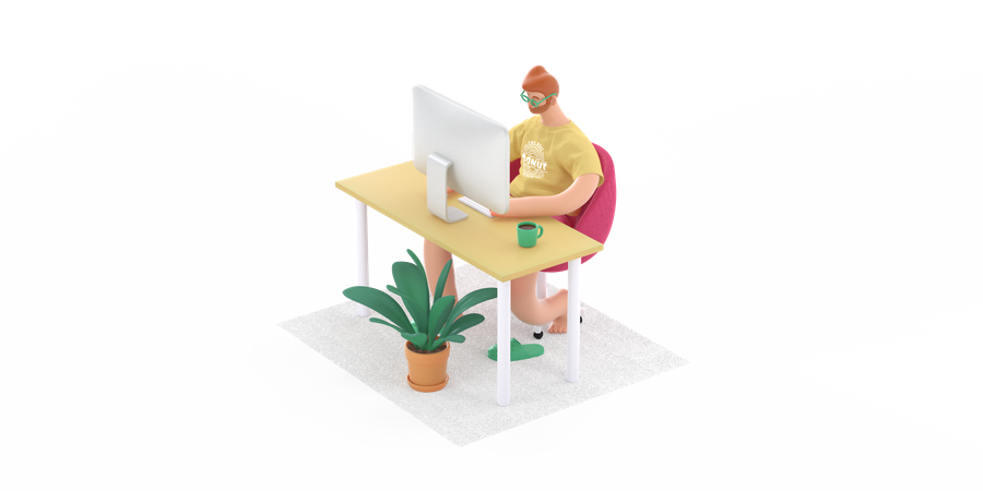 Freelancer trabalhando no laptop  3D Illustration