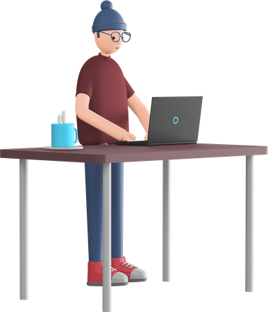 Freelancer trabalhando no laptop  3D Illustration