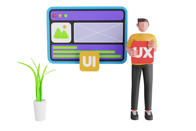 Freelancer work on web and ui application development usability  3D Illustration