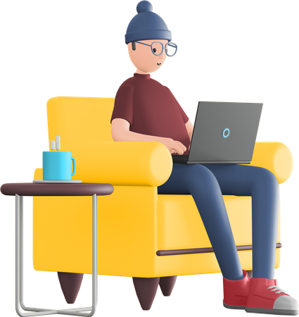 Freelancer working from home  3D Illustration