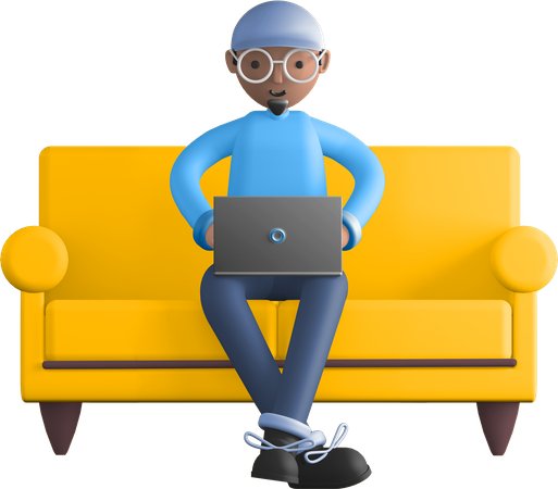 Freelancer working from home  3D Illustration