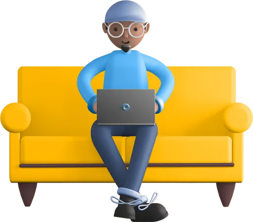 Freelancer working from home  3D Illustration