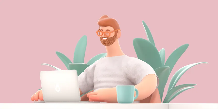 Freelancer working from home  3D Illustration