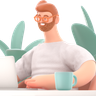 3d working from home illustration