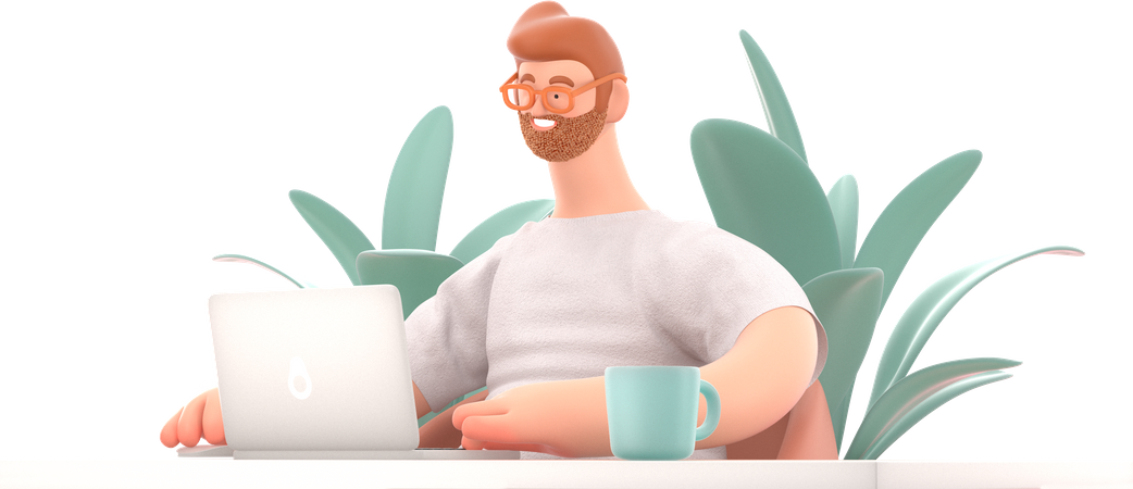 Freelancer working on laptop  3D Icon
