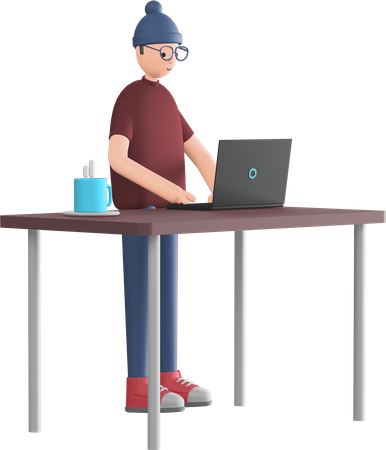 Freelancer working on laptop  3D Illustration