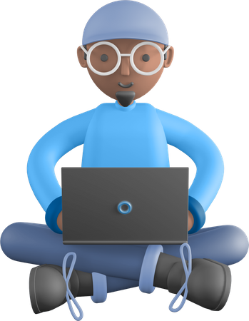 Freelancer working on laptop  3D Illustration