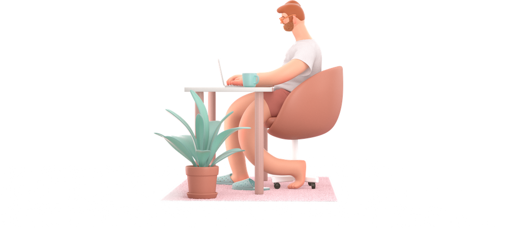 Freelancer working on laptop  3D Illustration