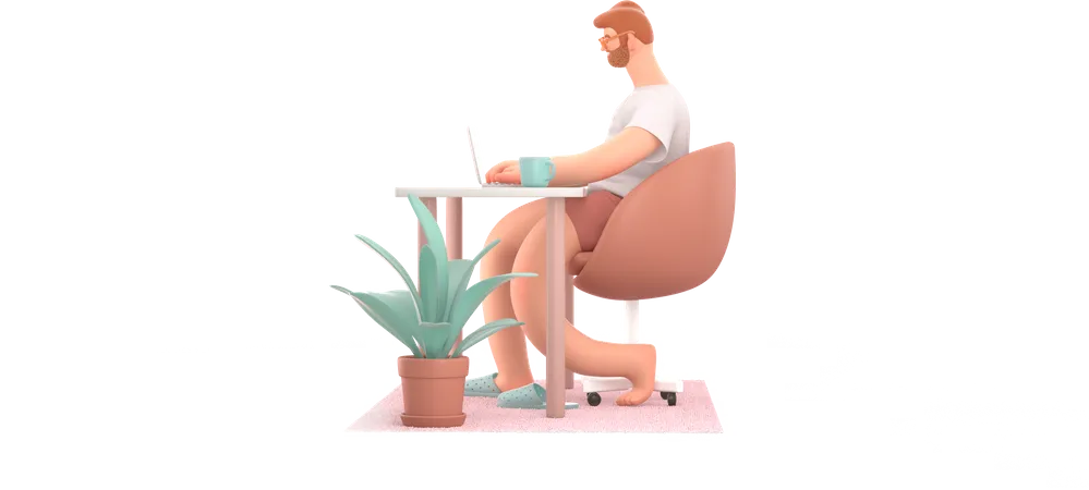 Freelancer working on laptop  3D Illustration