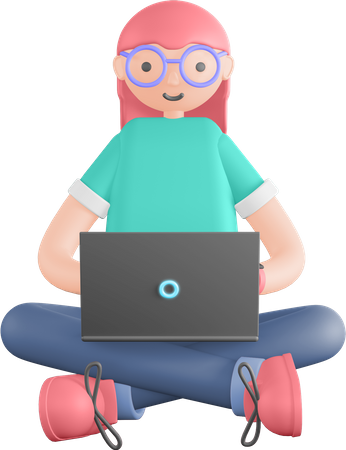 Freelancer working on laptop  3D Illustration