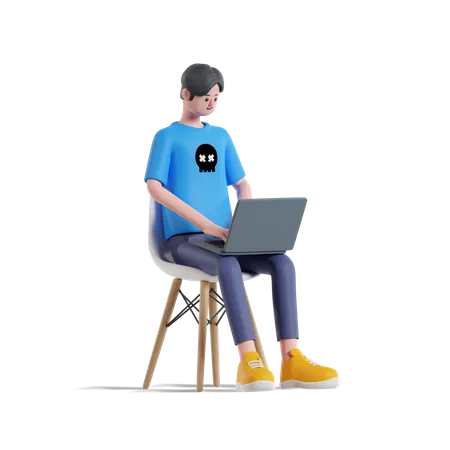 Freelancing Employee  3D Illustration