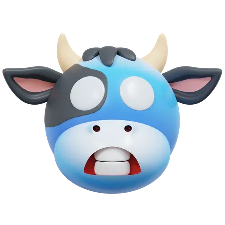 Freezing Cold Cow Emoticon 3 D Icon Illustration 3D Icon