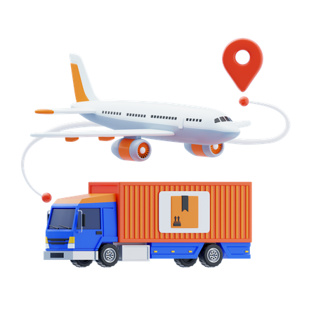 Freight Forwarding With Plane  3D Icon