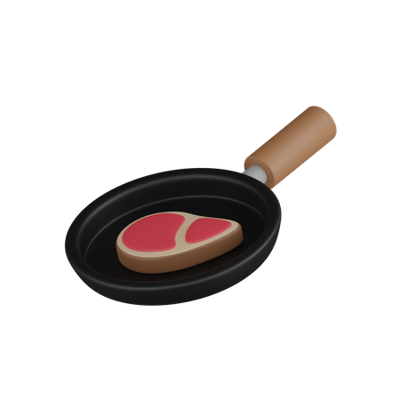 Freír carne  3D Icon