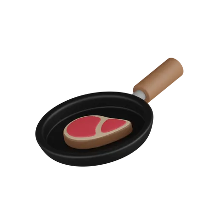 Freír carne  3D Icon