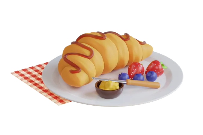 French Croissant  3D Icon