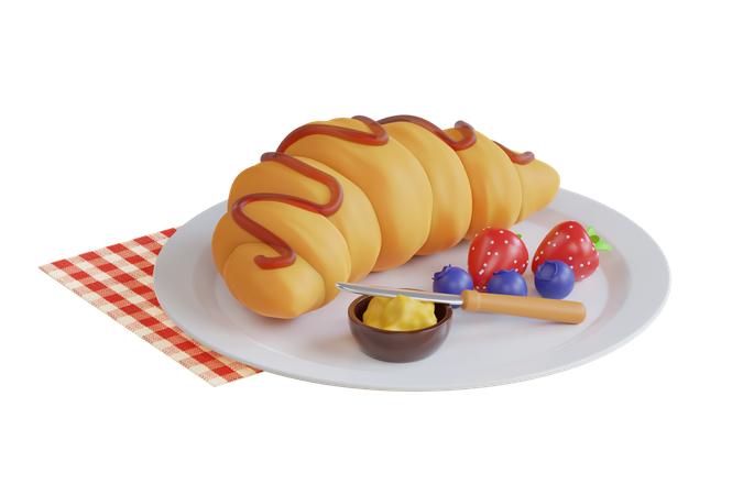French Croissant  3D Icon